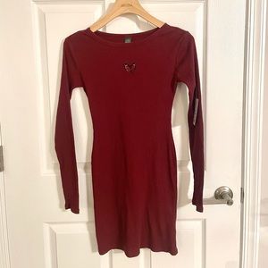 NWT Long Sleeve Body-con Maroon Dress by Wild Fable Size XS